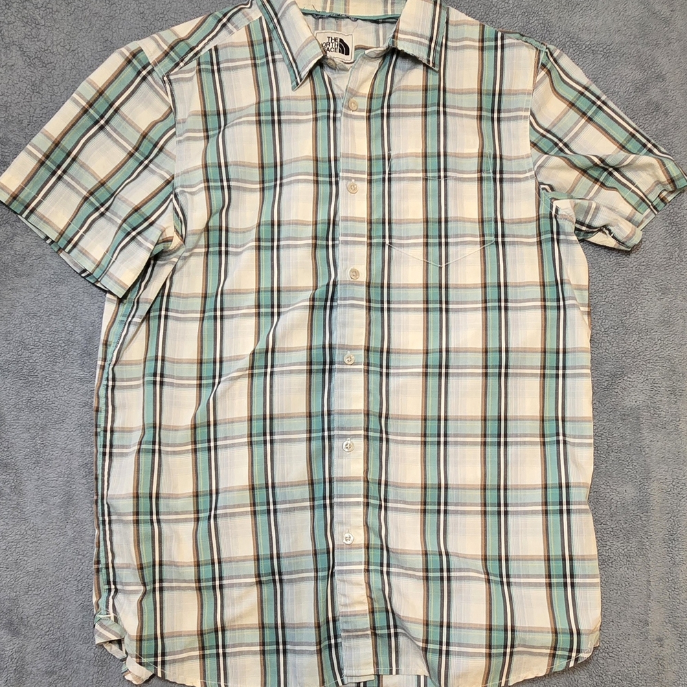 The North Face Blue and Green Casual Button Down Shirt